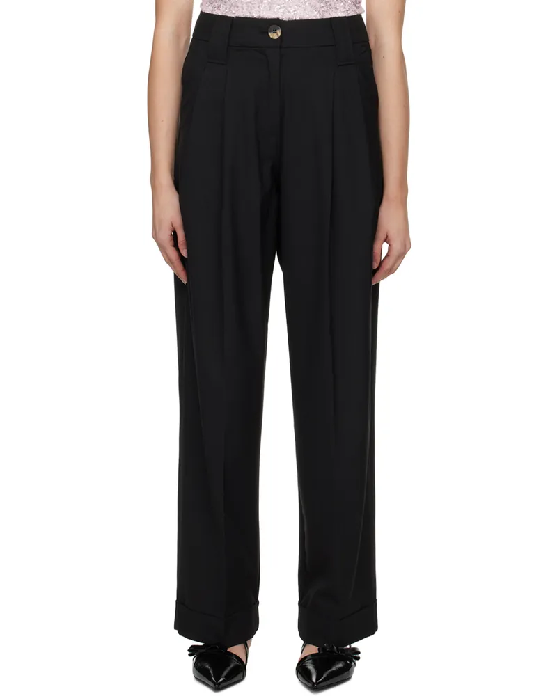 Ganni Black Pleated Trousers 099