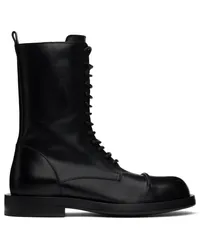 Ann Demeulemeester Black Gillian Pintuck Combat Boots Black