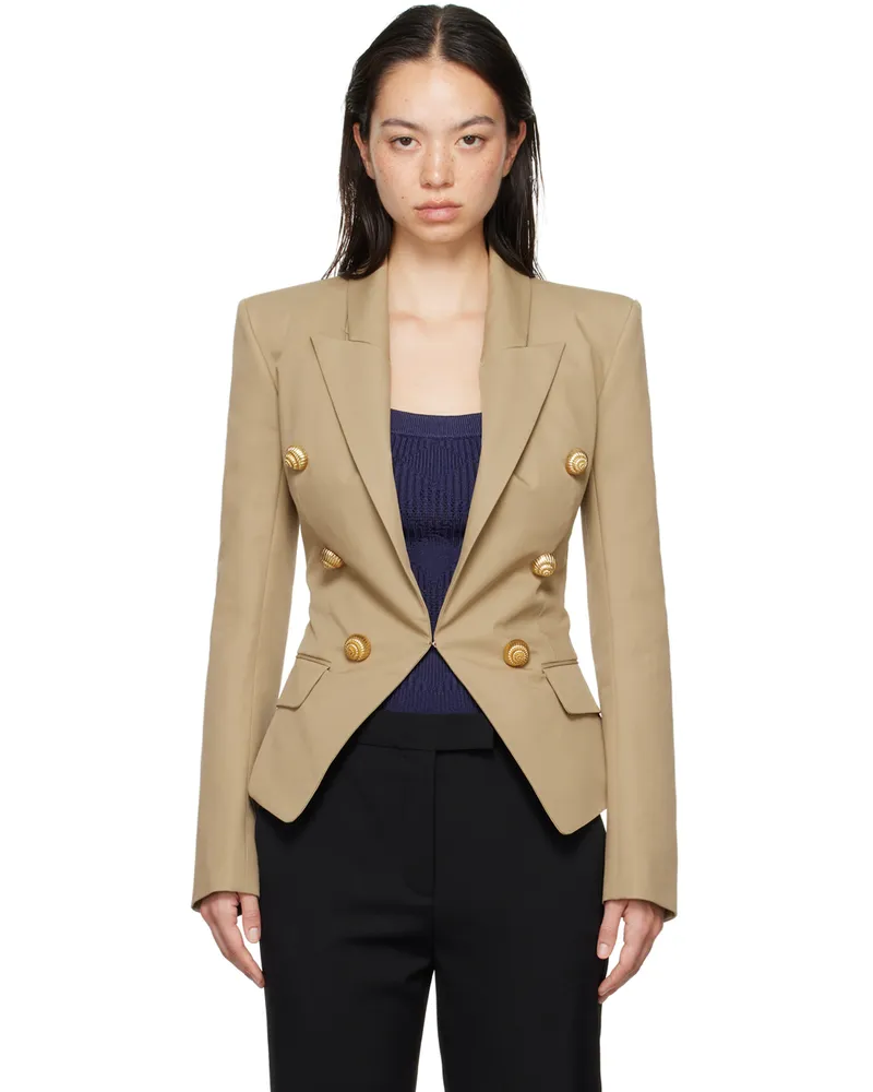 Balmain Beige 6-Button Blazer 0fk