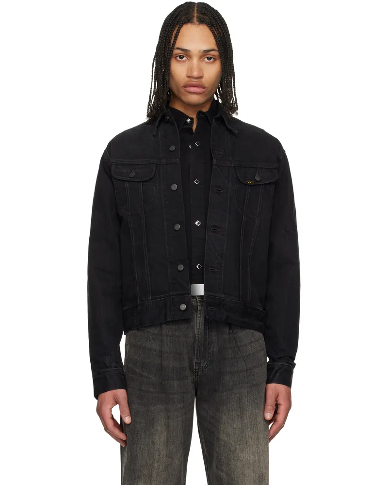 RRL Black Worn-In Trucker Denim Jacket Worn