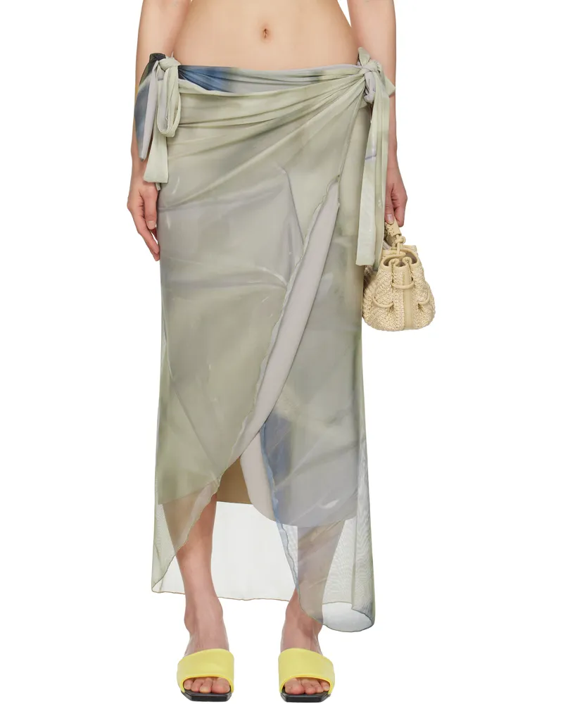 SERAPIS Green Draped Tarp Malong Maxi Skirt Print