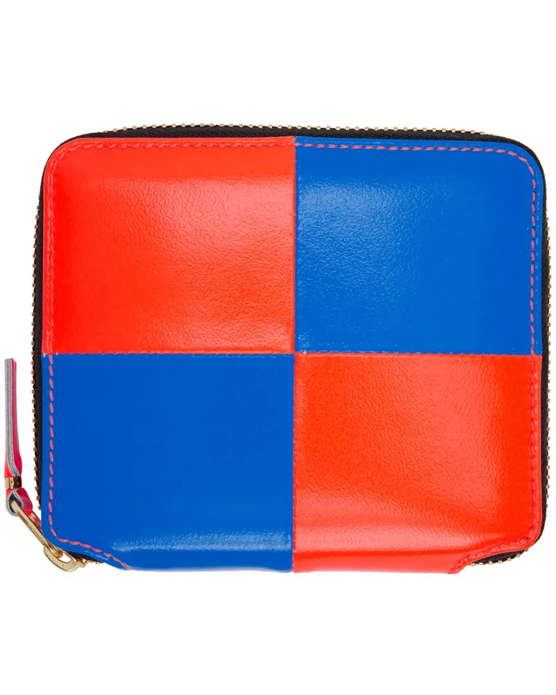 Comme des Garçons Blue & Orange Fluo Squares Wallet Blue