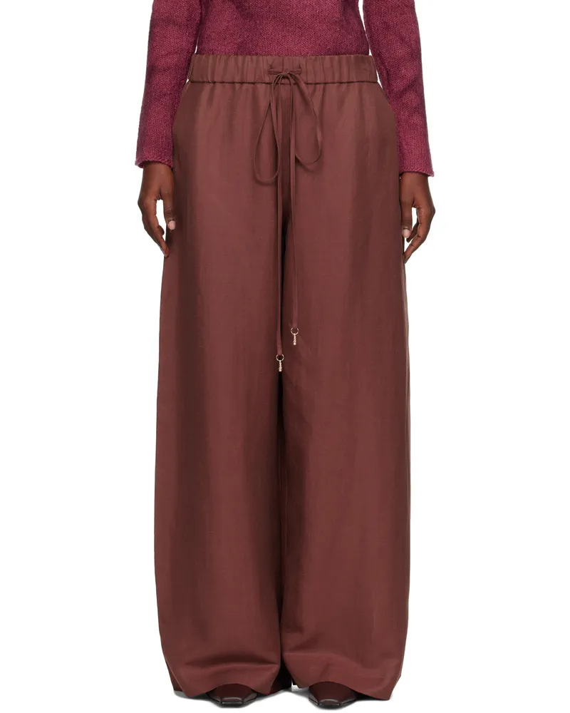 Gabriela Hearst Burgundy Gelos Wide-Leg Trousers Bts