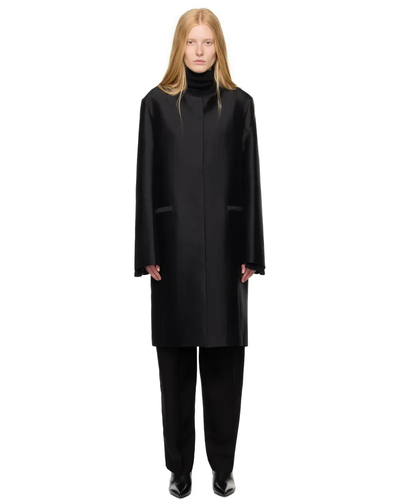Totême Black Collarless Coat Black