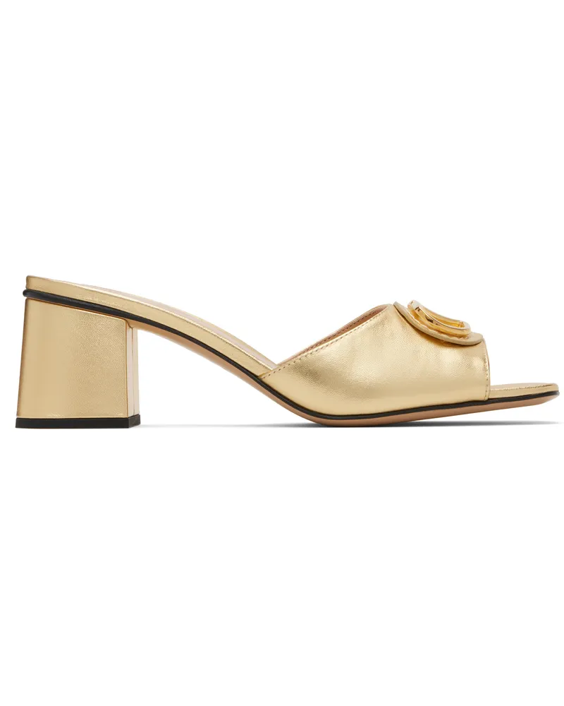 Valentino Garavani Gold VLogo Signature Slide Heeled Sandals I8m