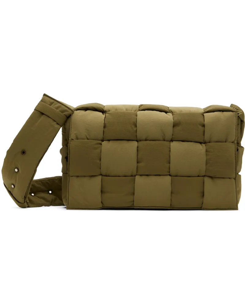 Bottega Veneta Khaki Maxi Padded Tech Cassette Bag 2877-mud-silver