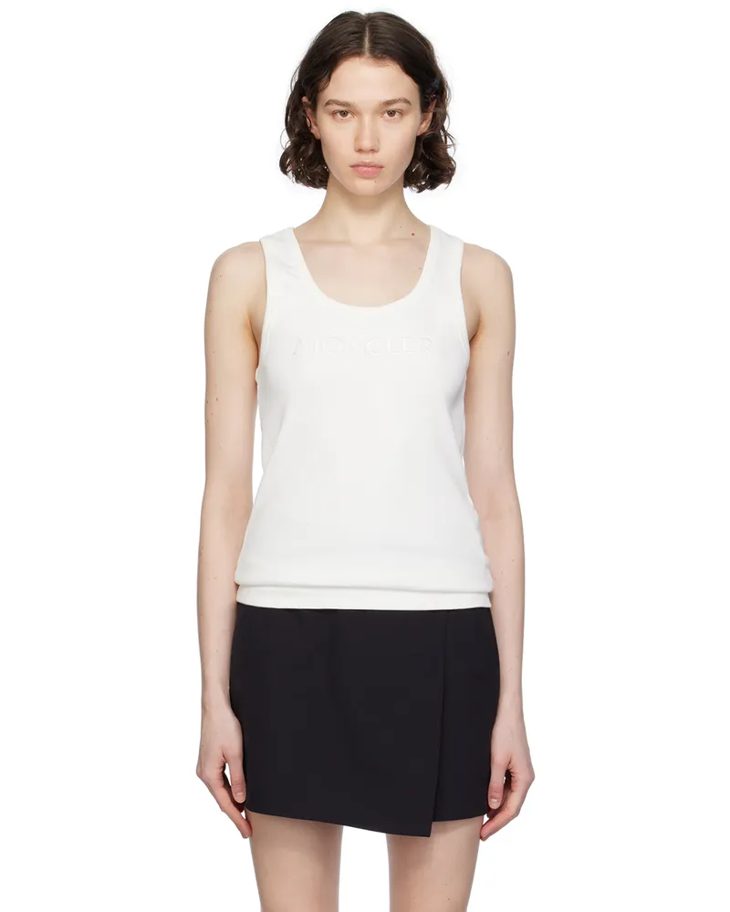 Moncler White Embroidered Tank Top 34