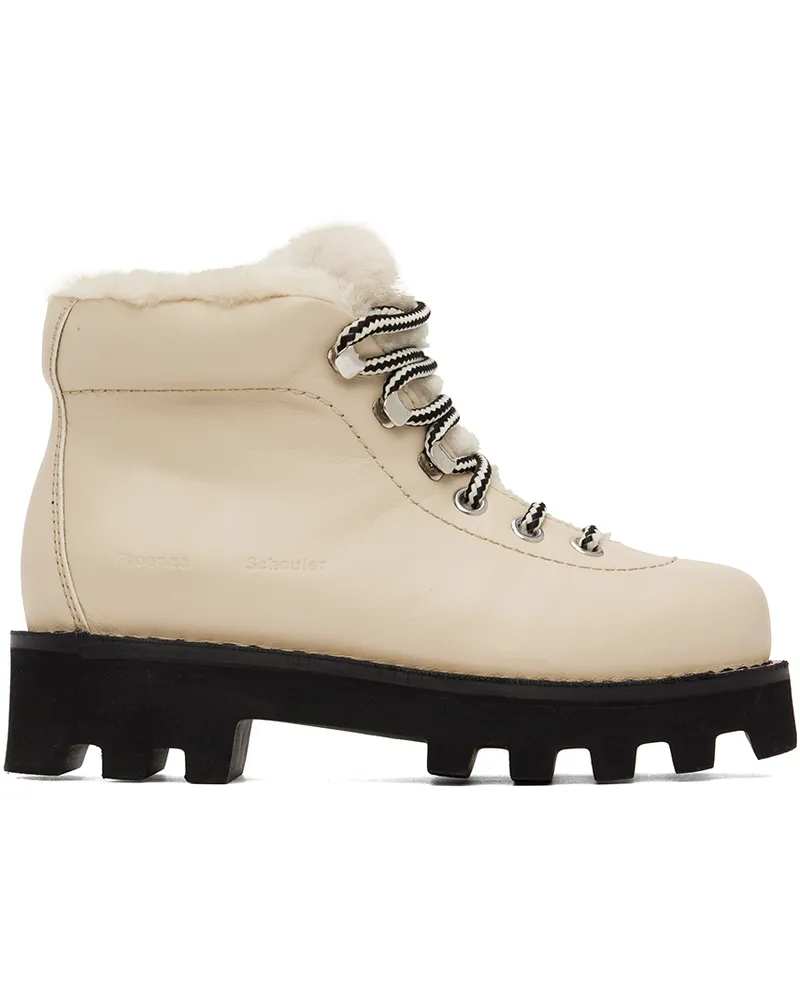 Proenza Schouler Beige Shearling Hiking Boots 16184-101-natural