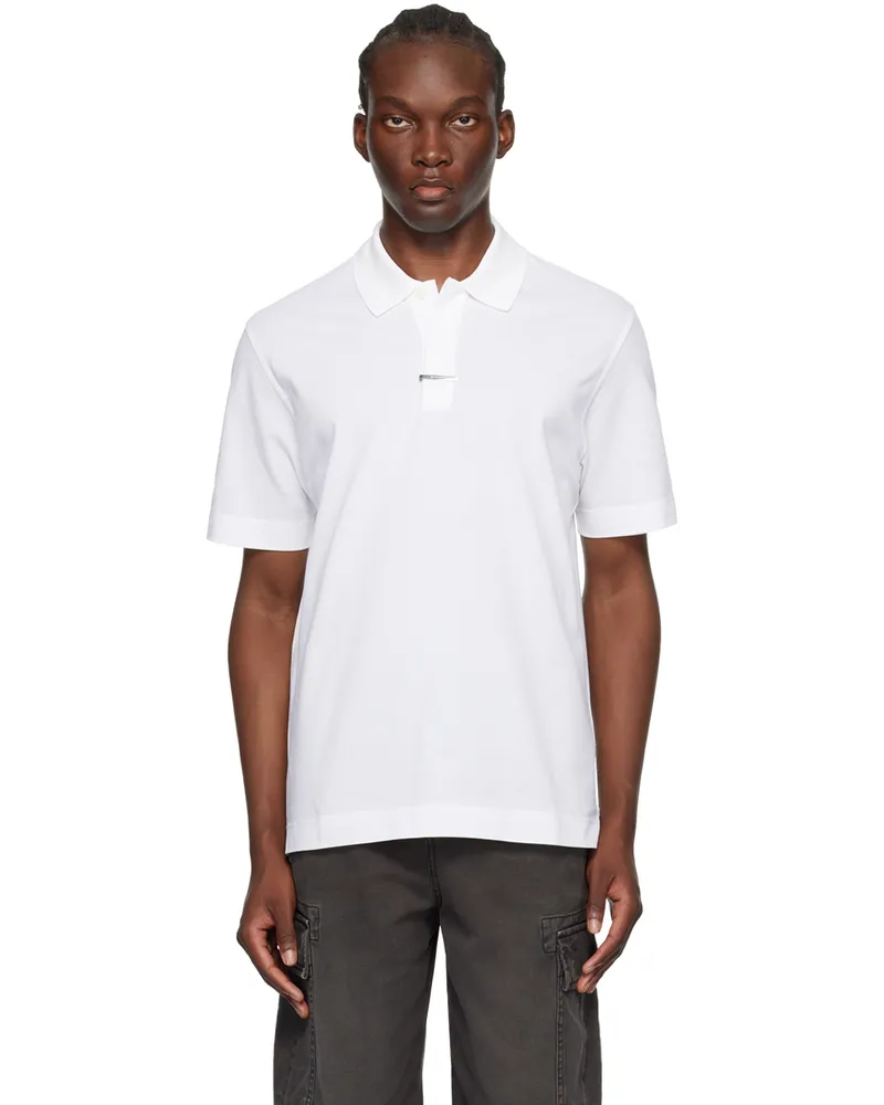 Givenchy White Tie Clip Polo 100-White