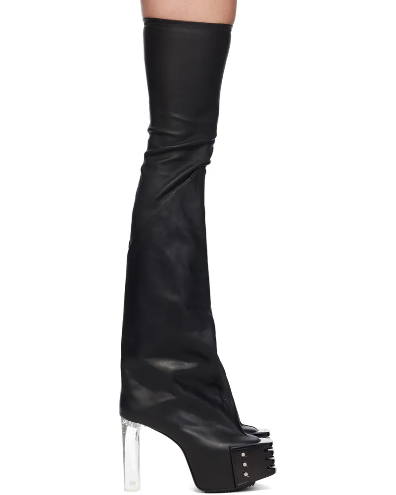 Rick Owens Black Porterville Flared Kiss 65 Tall Boots 90