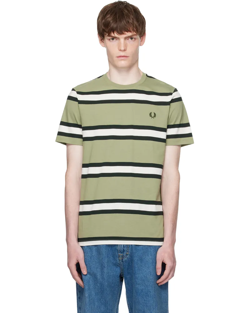 Fred Perry Khaki Bold Stripe T-shirt X88olive
