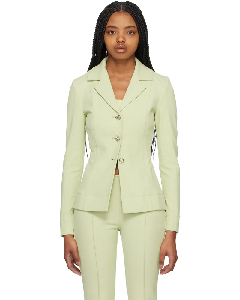 Ganni Green Notched Lapel Blazer 769