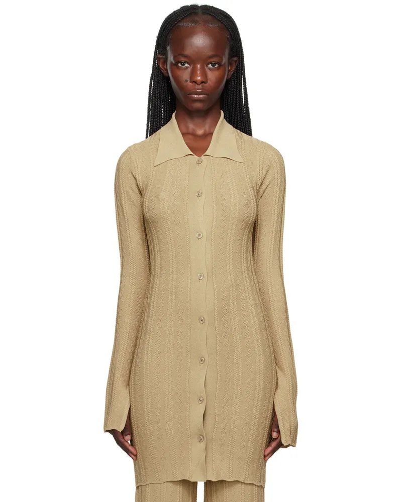 ROTATE Birger Christensen Beige Buttoned Cardigan 16-1010