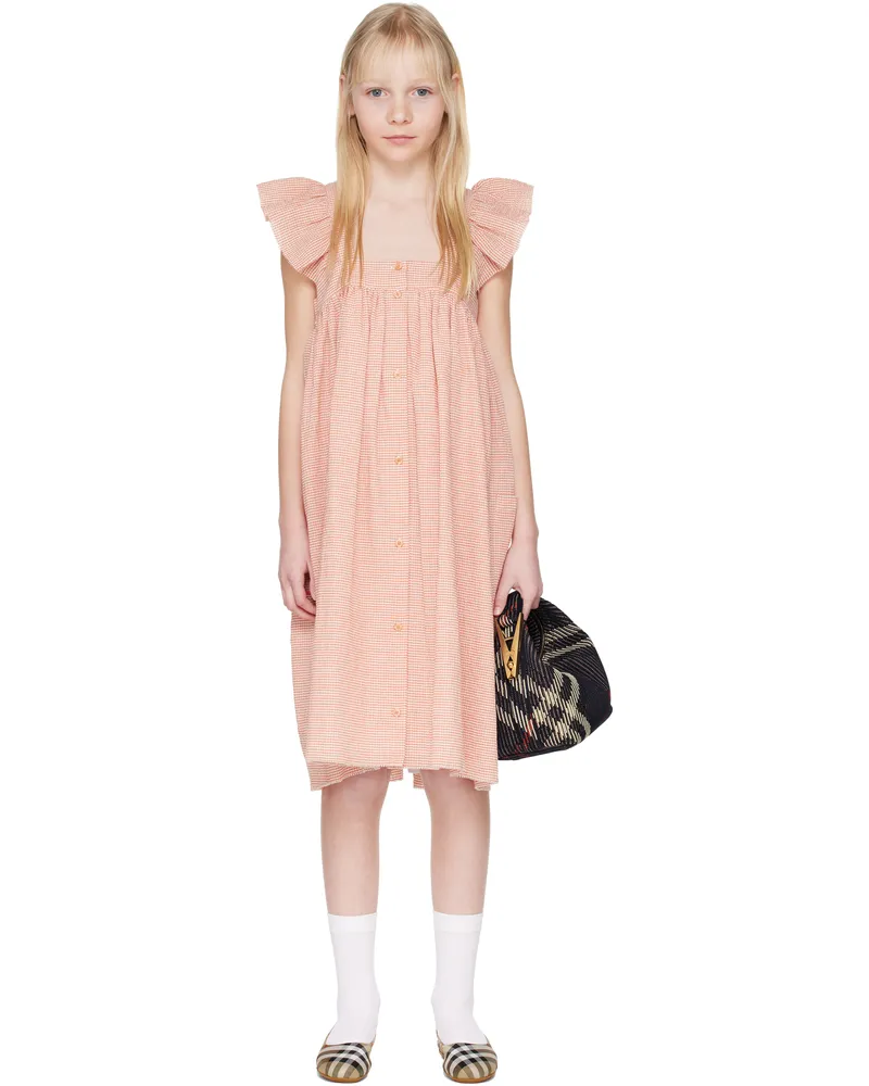 Burberry Kids Orange Check Dress Orange