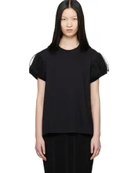 Simone Rocha Black Tulle Overlay Puff Sleeve T-Shirt Black