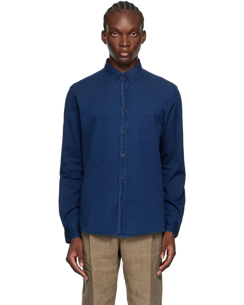 Sunspel Indigo Button-Down Denim Shirt Indigo