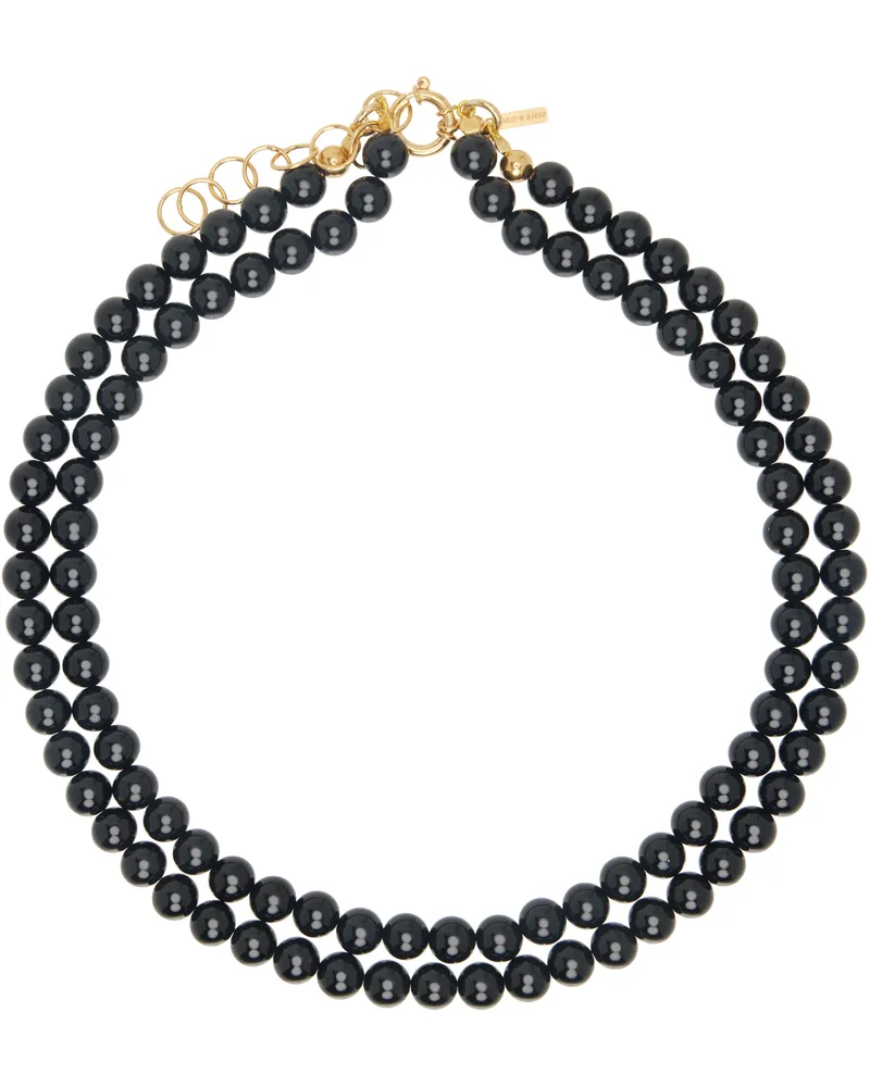Ernest W. Baker Black Agate Pearl Necklace Black
