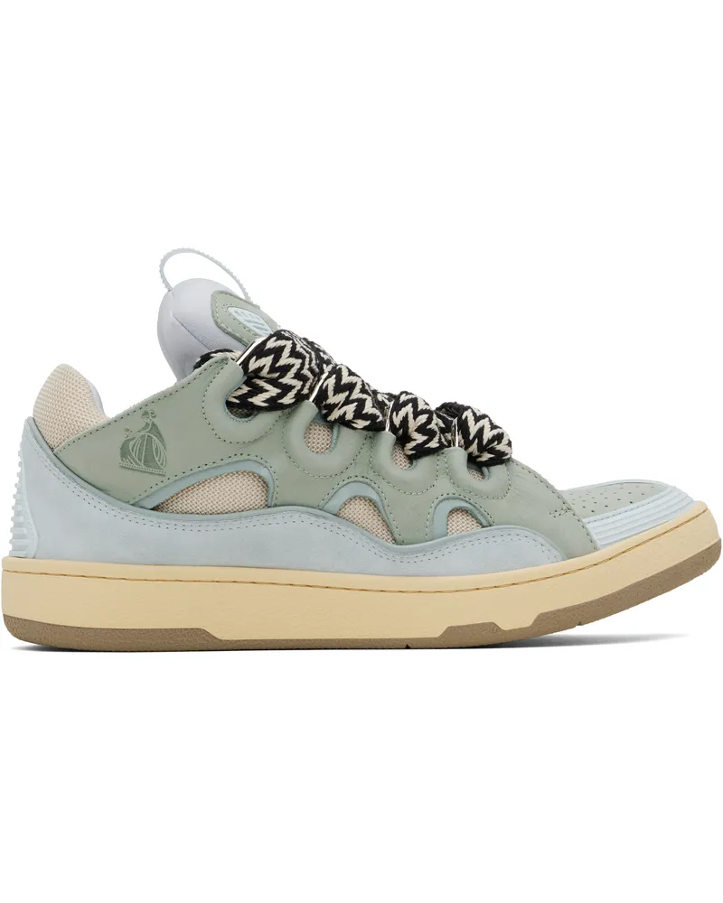 Lanvin Blue & Green Leather Curb Sneakers Pale