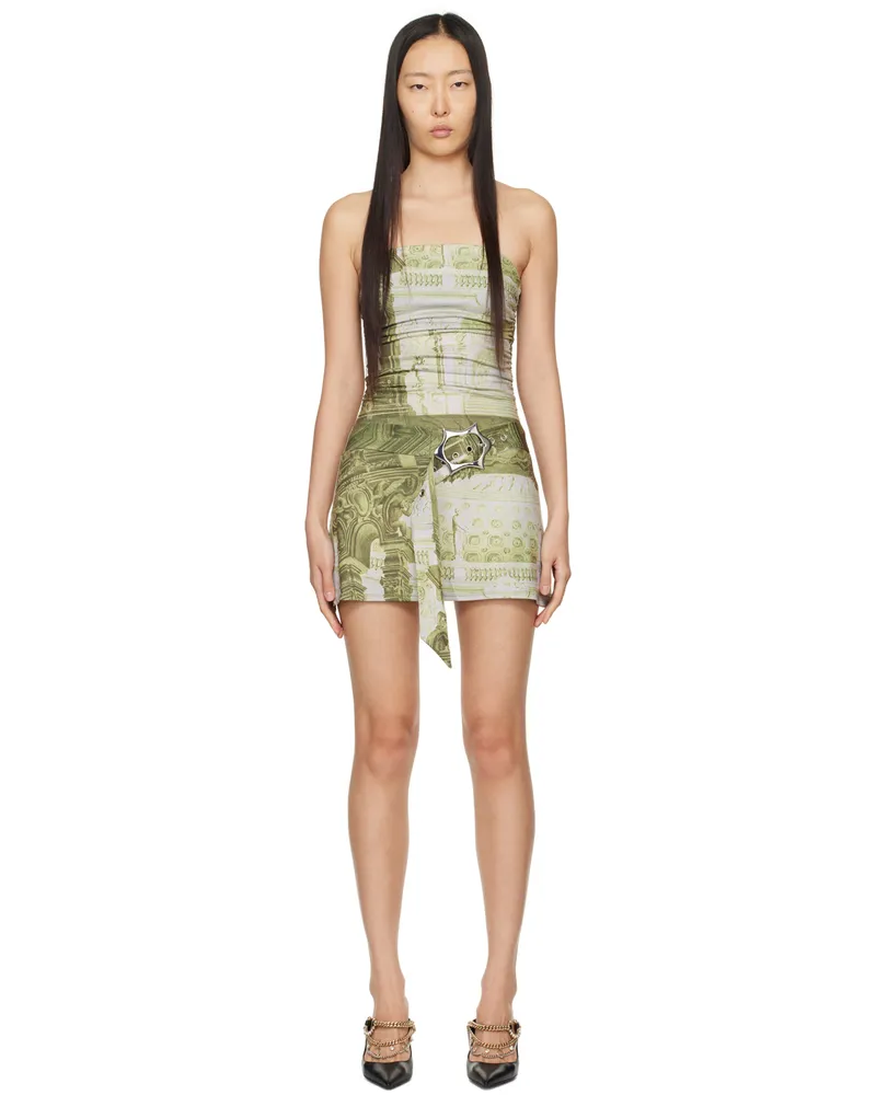 Miaou Green & Off-White Alisha Minidress Emblem
