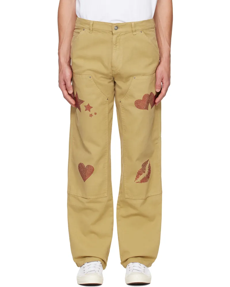 Sky High Farm Workwear Tan 'SH4U' Double Knee Trousers Dark