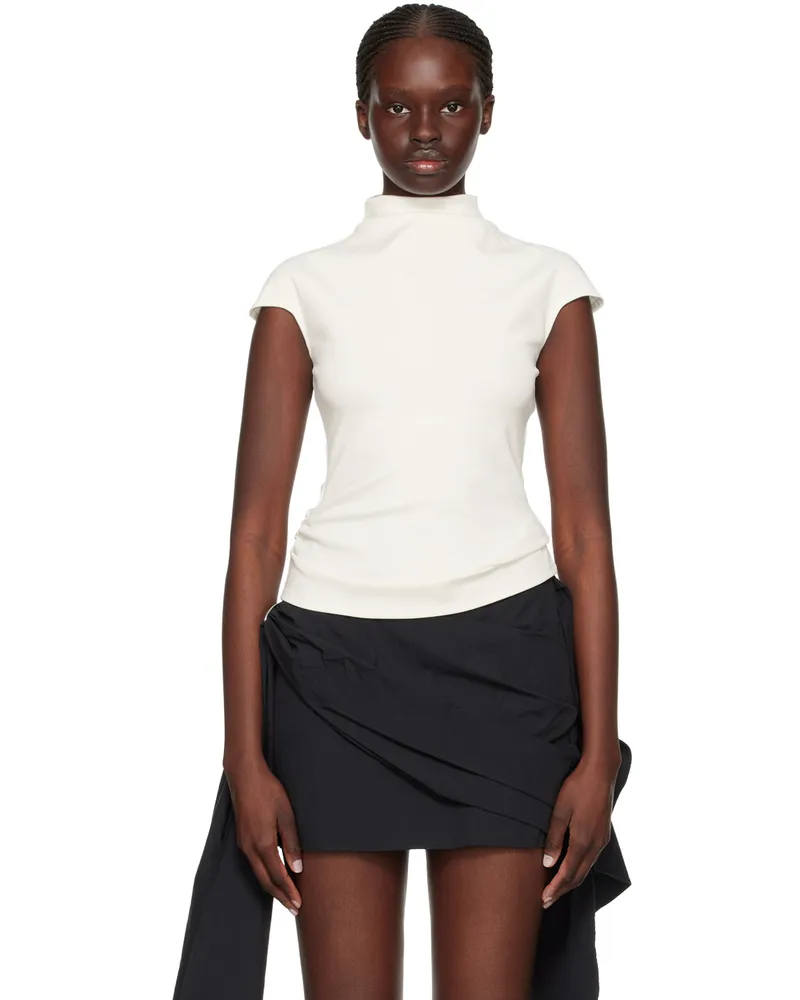 Paris Georgia Off-White Asymmetric T-Shirt Cream