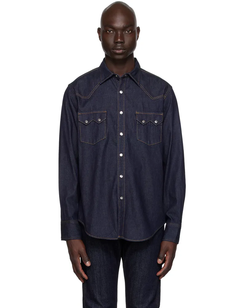 The Letters Indigo Classic Western Denim Shirt Indigo