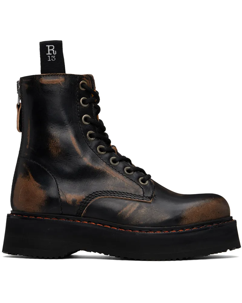 R13 Black Single Stack Boots Remove