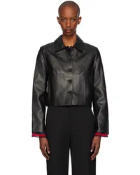 STAUD Black Marino Leather Jacket Blk