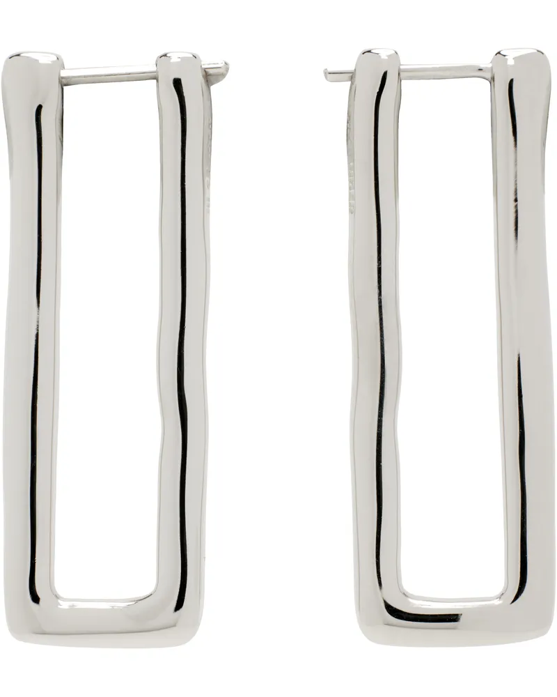 Jil Sander Silver Long Angular Earrings 042