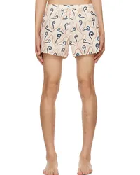 COMMAS Beige Printed Swim Shorts Pearl