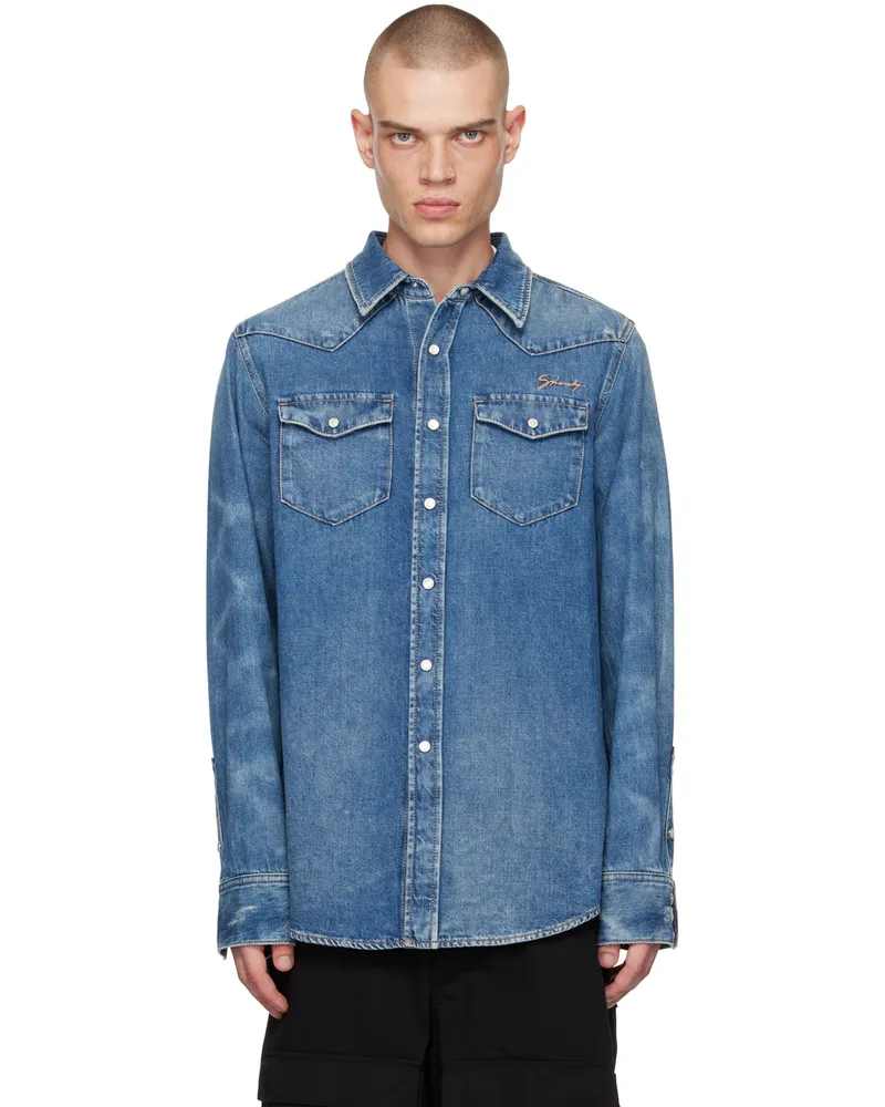 Givenchy Blue Slim-Fit Denim Shirt 426-ocean