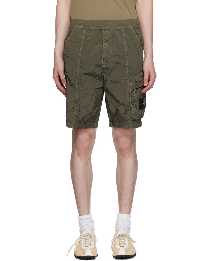 Stone Island Khaki Nylon Metal In Econyl Shorts V0054