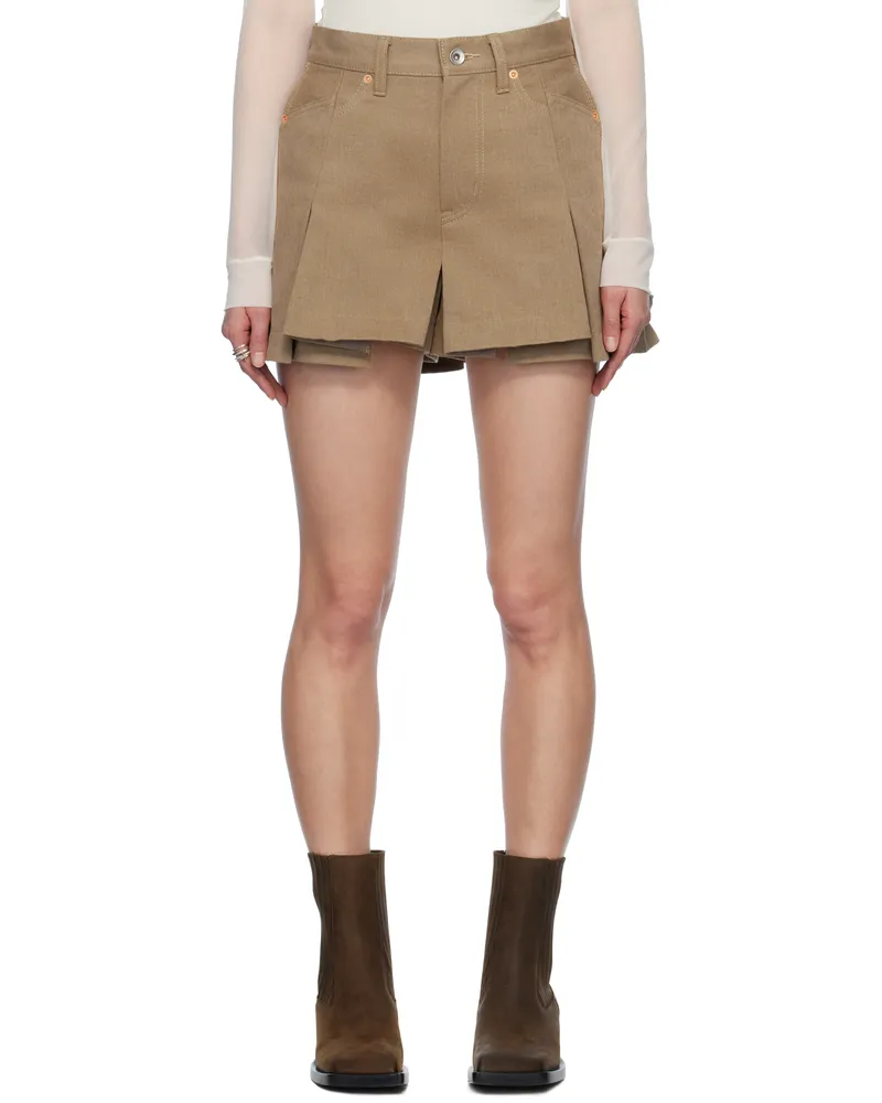 Sacai Beige Mix Denim Shorts 651