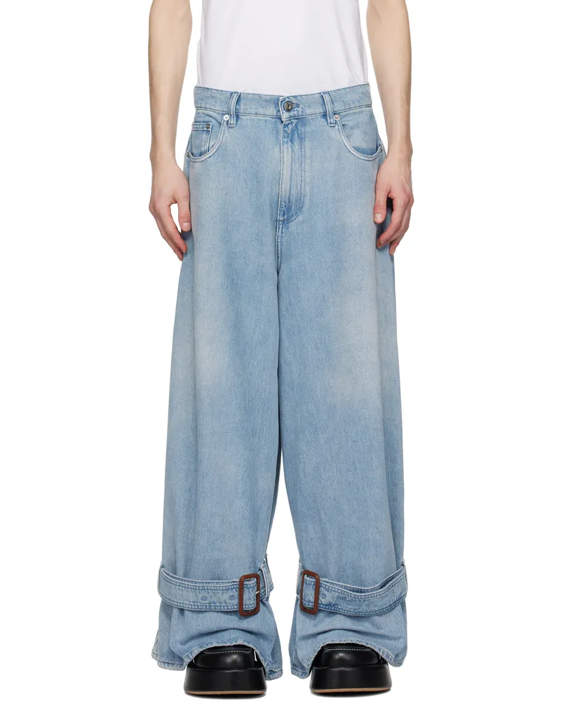 J.W.Anderson Blue Buckled Cuff Jeans 804