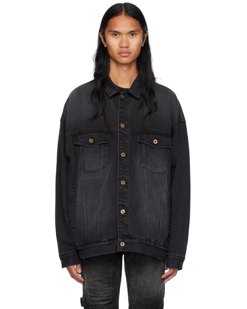 WE 11 DONE Black Oversized Denim Jacket Black