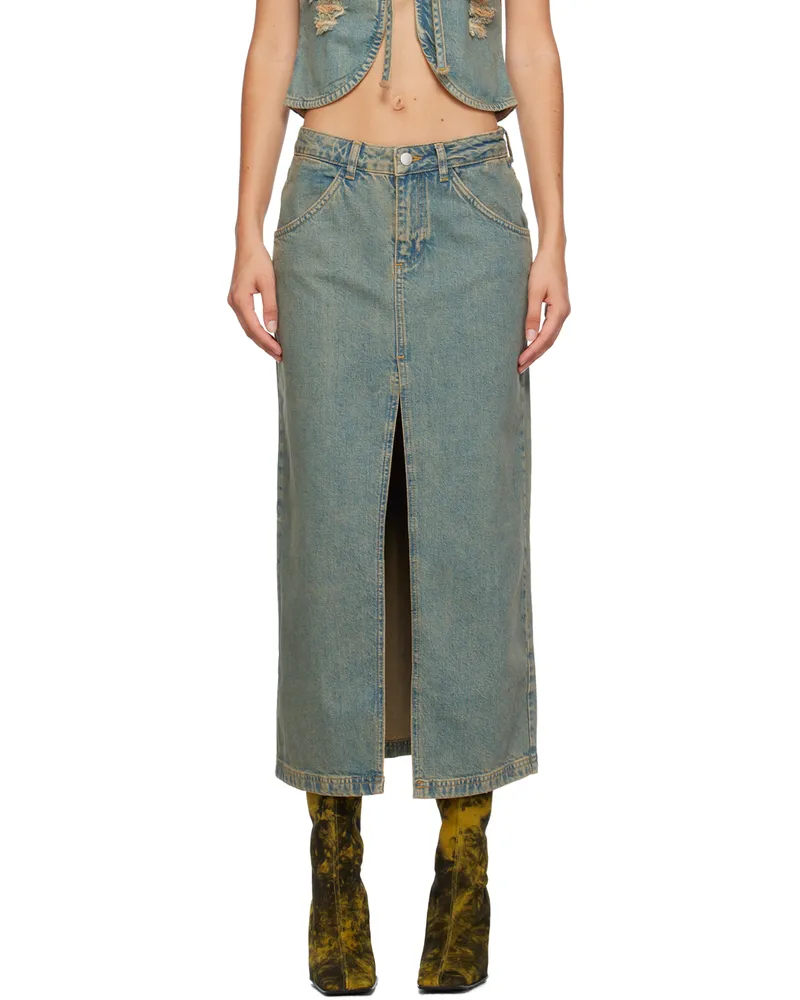Miaou Blue Rowan Denim Maxi Skirt Green