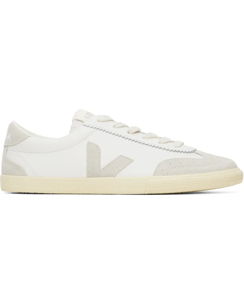 VEJA White & Gray Volley Leather Sneakers White_natural
