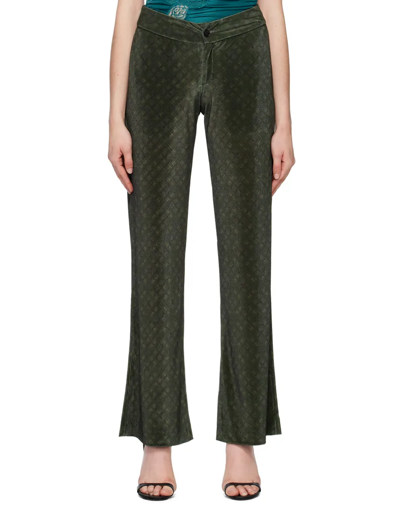 VAILLANT Green Flared Trousers Dark