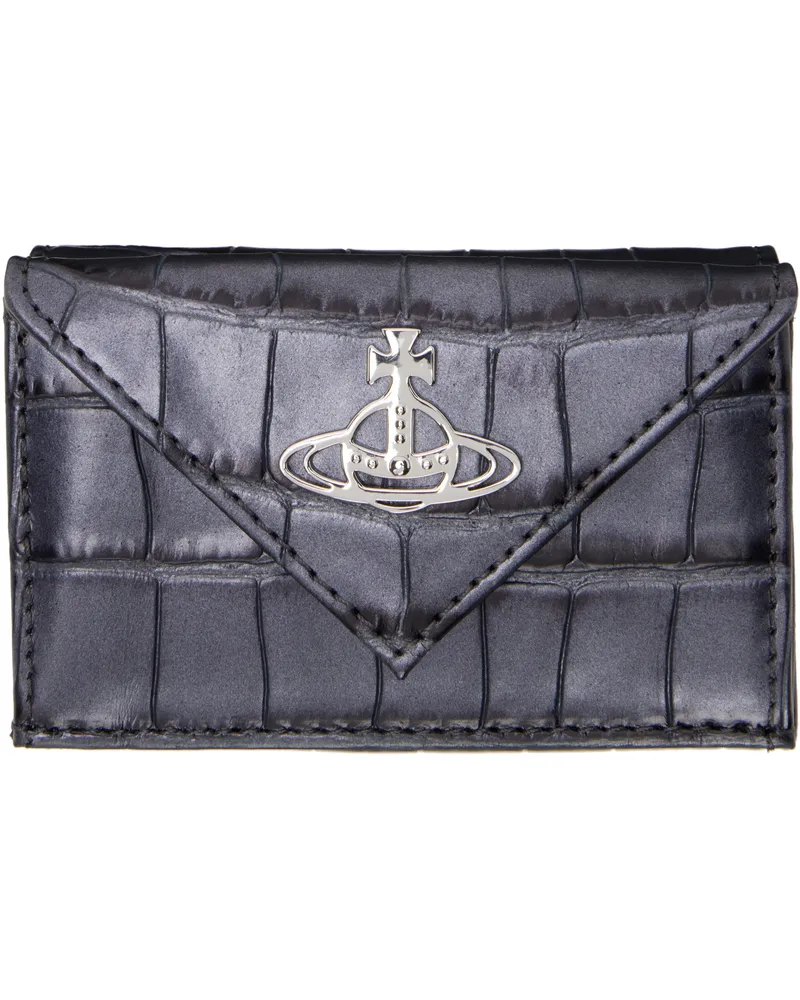 Vivienne Westwood Gunmetal Envelope Billfold Wallet Ss25-N405