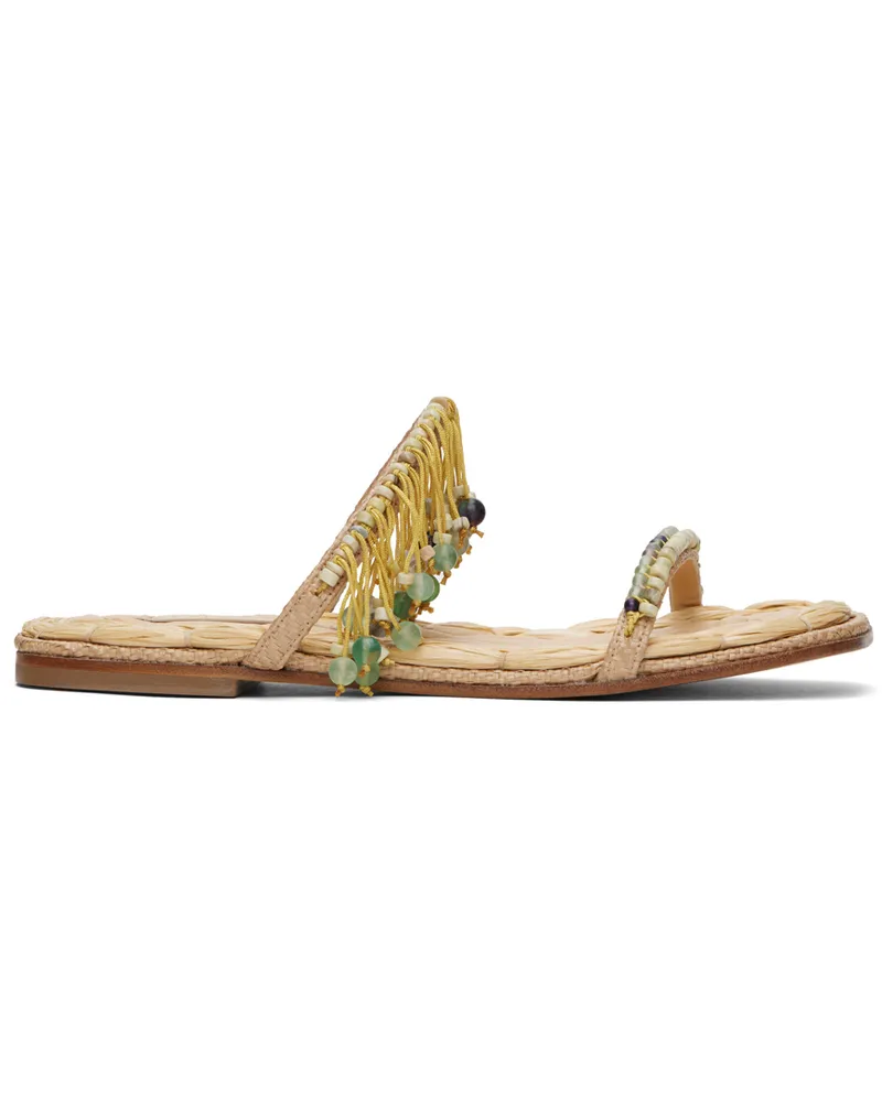Dries van Noten Beige Embellished Raffia Sandals 004