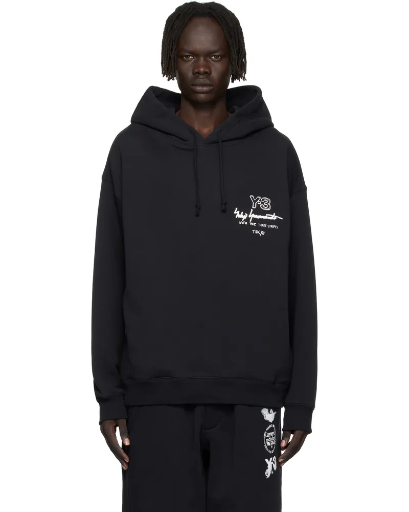 Y-3 Black Graphic FT Hoodie Black