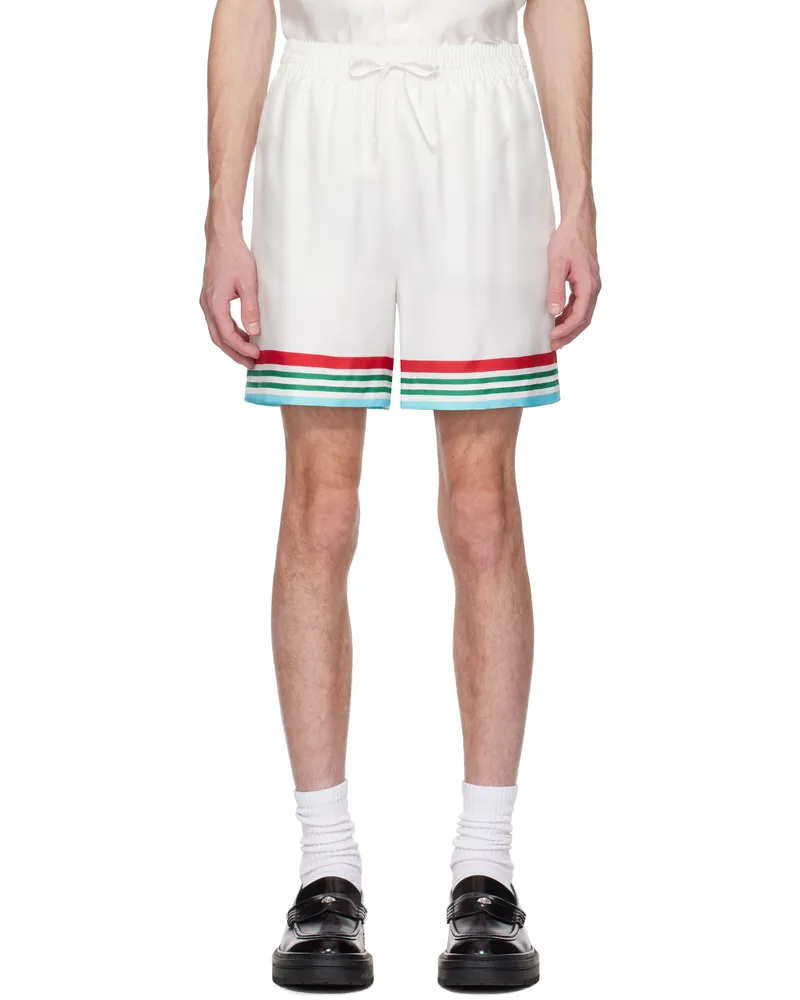 Casablanca Paris White 'Casa Way' World Series Silk Shorts White