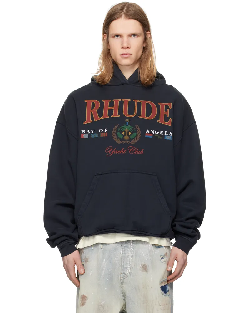RHUDE Black 'Bay Of Angels Yacht Club' Hoodie Vtg