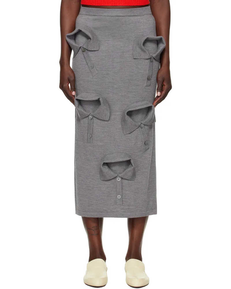 Moschino Gray Multi Collar Maxi Skirt 0485