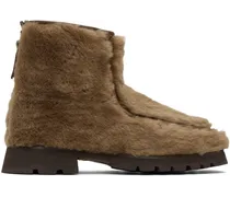 Brown Shearling Armenta Low Zipped Boots
