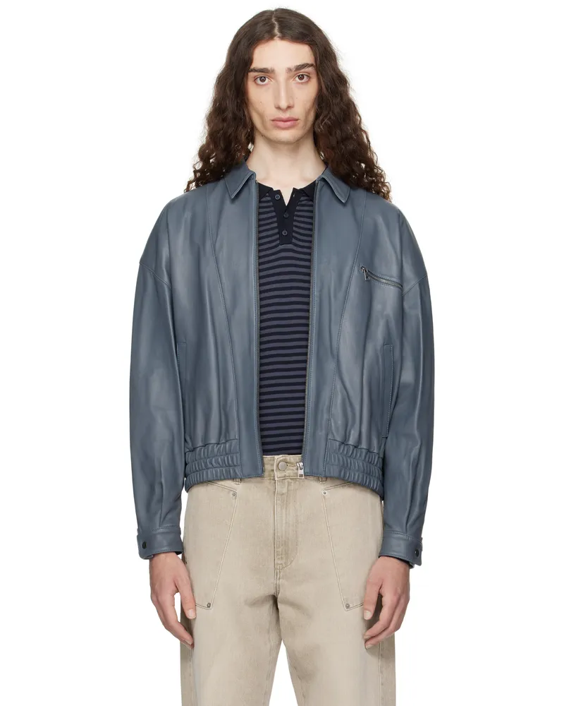 Paloma Wool Blue Lora Leather Jacket 124blue