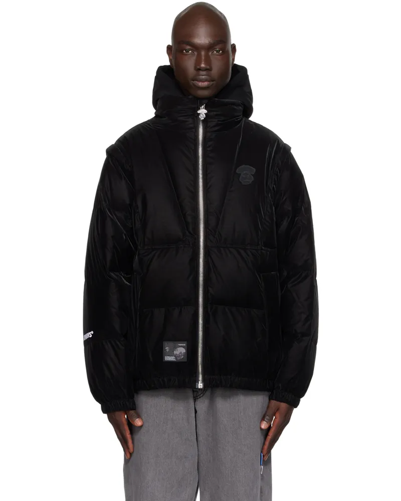 AAPE by A Bathing Ape Black Convertible Down Jacket Bkx