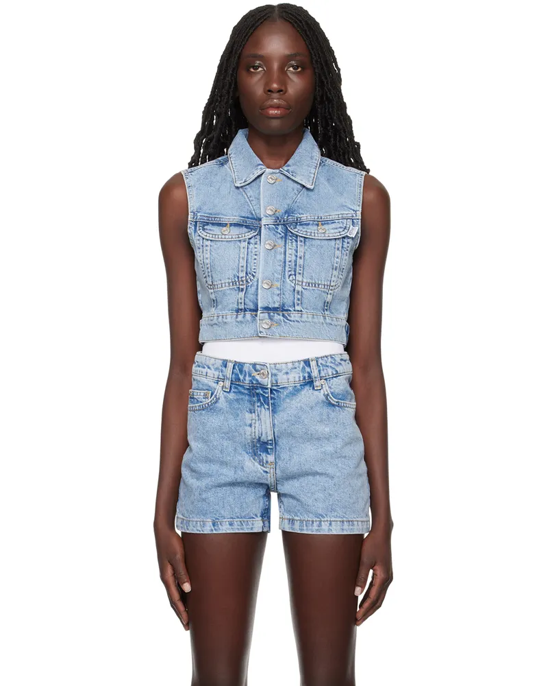 Moschino Blue Faded Denim Vest A1295