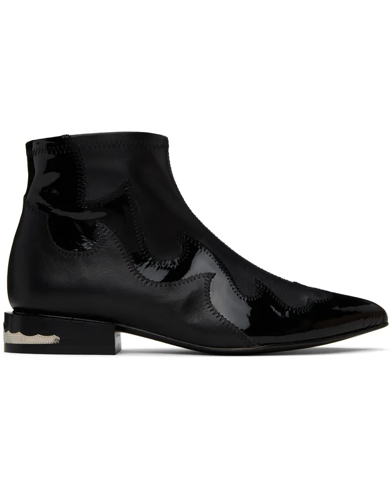 Toga Black Paneled Boots Aj983-black