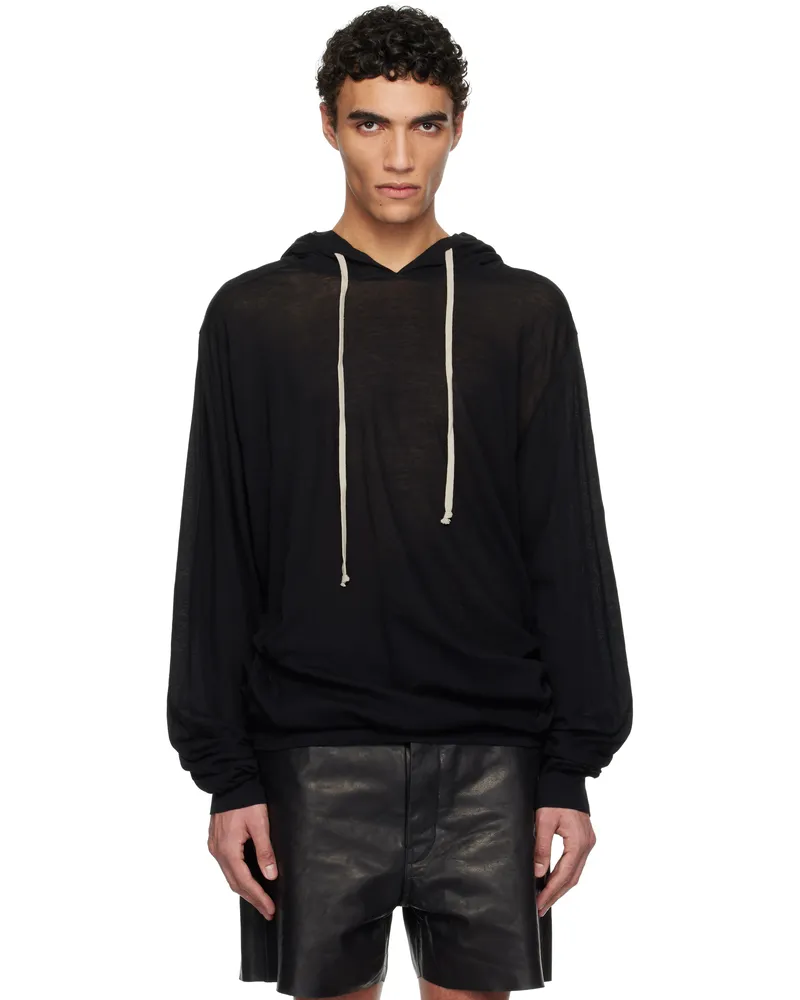 Rick Owens Black Hollywood Unstable Cotton Hoodie 09